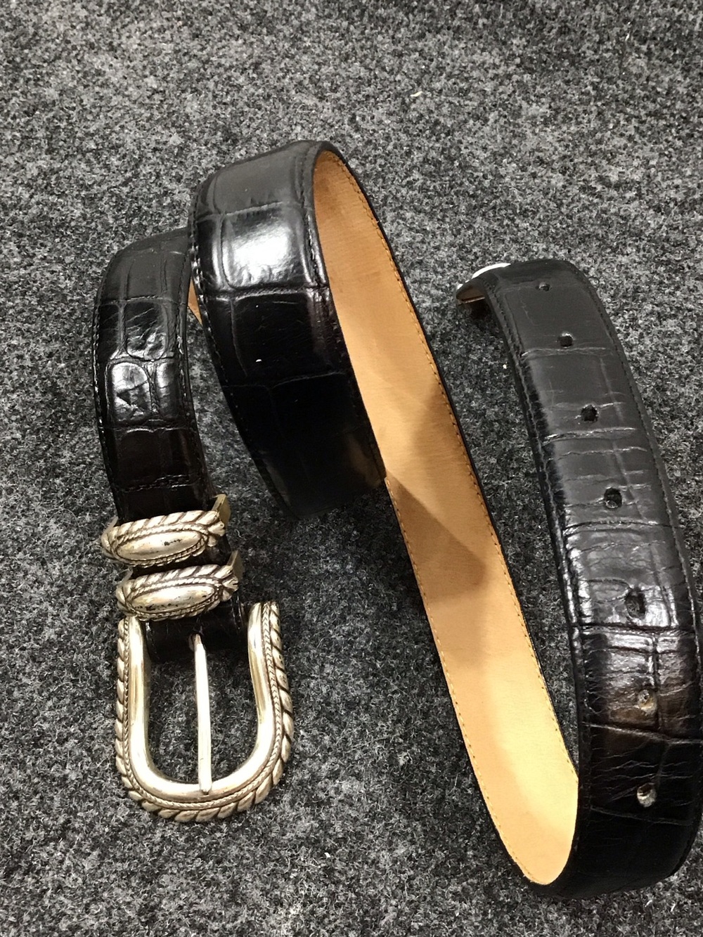 Brighton black croc embossed leather western belt XL 44903